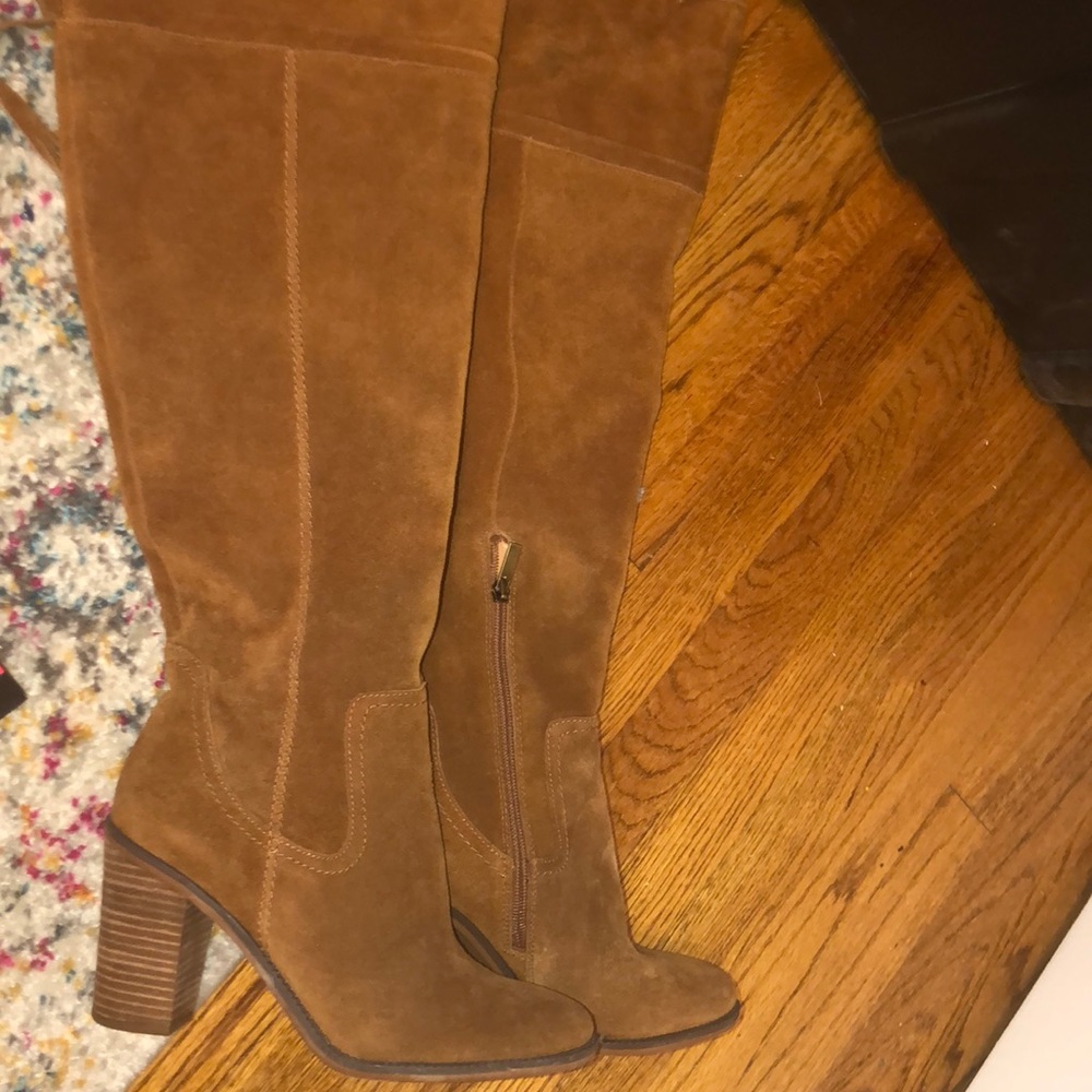 Suede brown over the knees boots 3.5-4 inch heel